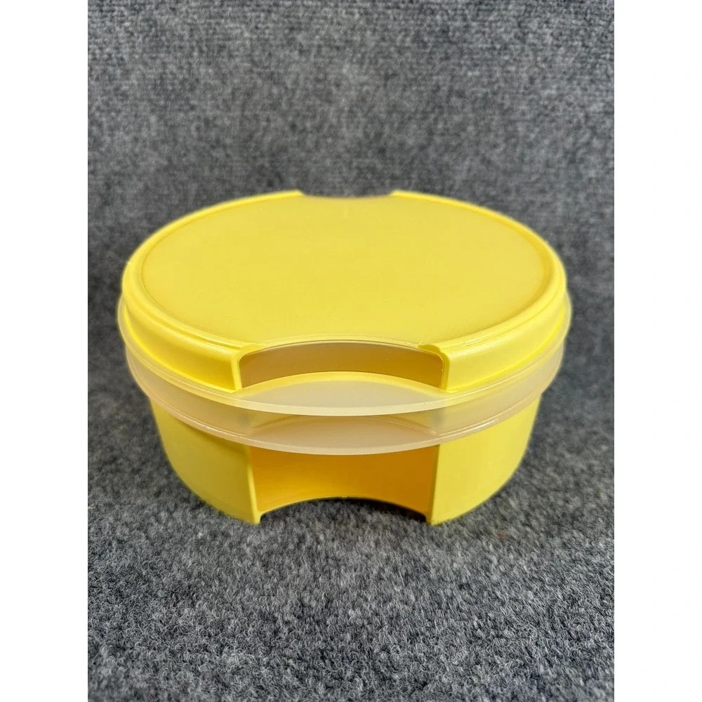 Tupperware Impressions Snack Canister Yellow Round Window Food Storage